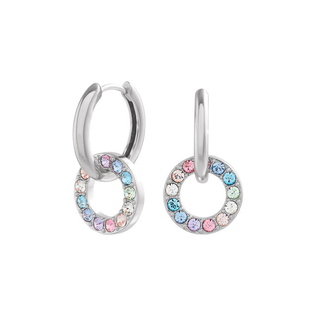 Silver Rainbow Halo Earrings
