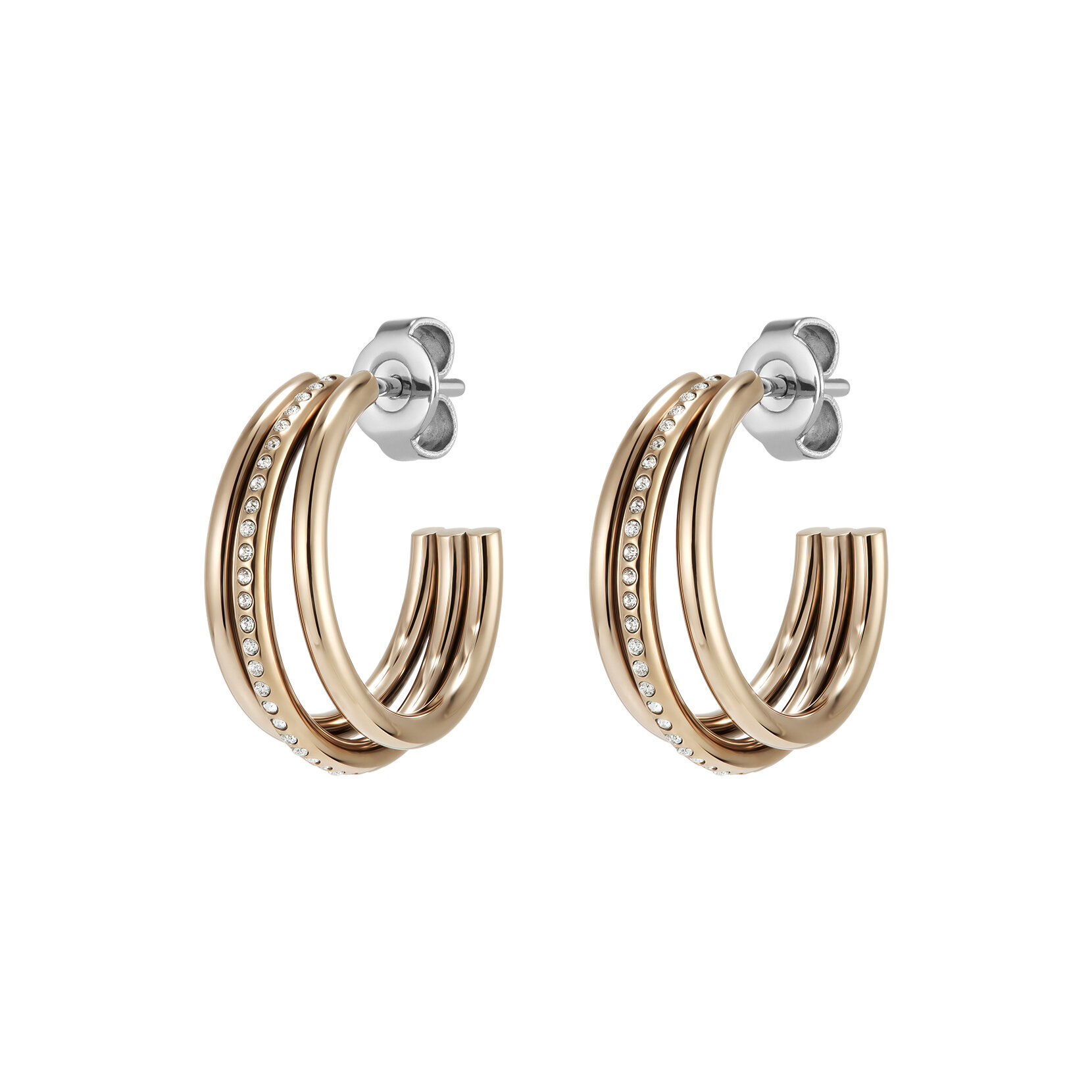 Créoles Ever Stacked Claw Or Rose plaqué
