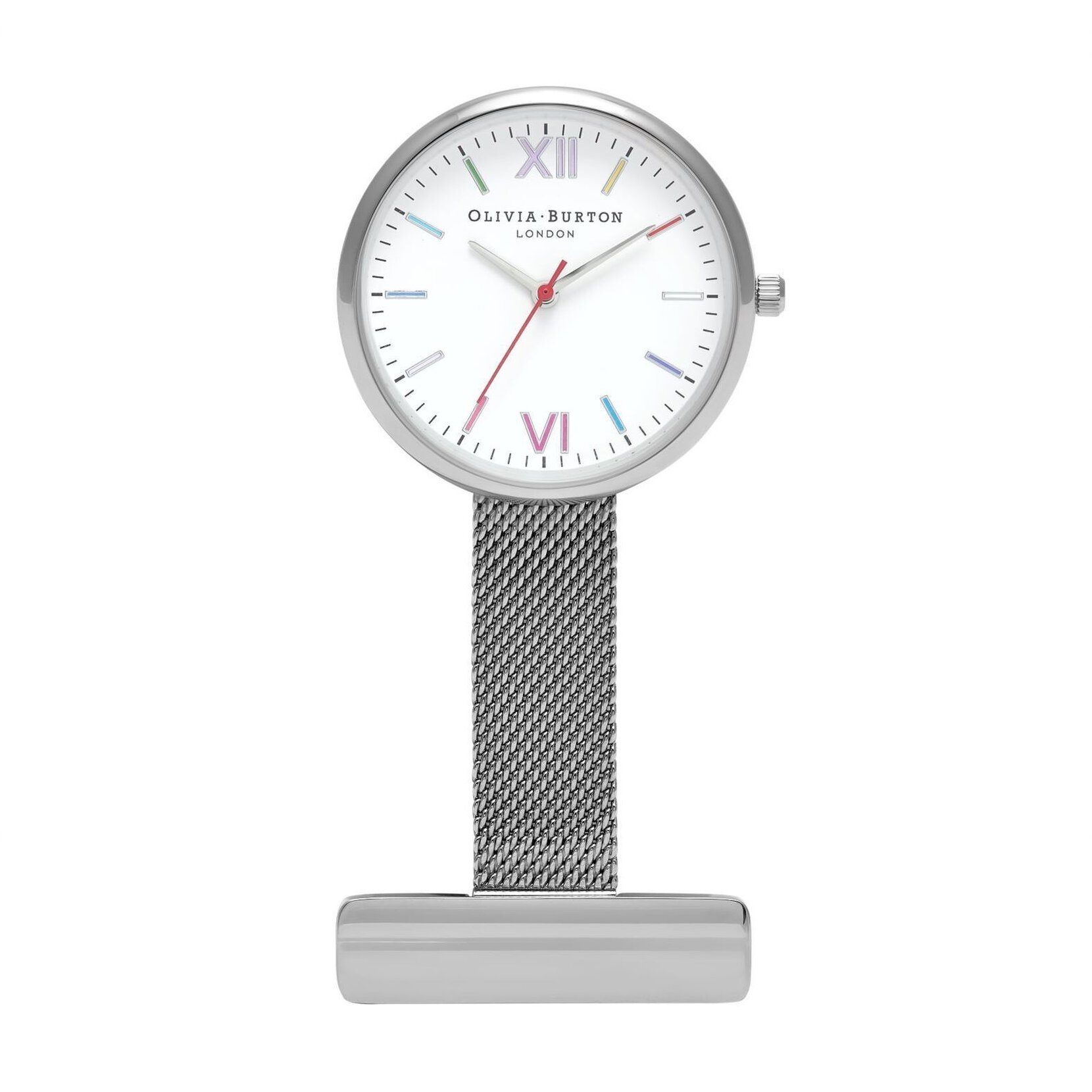 34mm Silver & Blue Leather Strap Watch