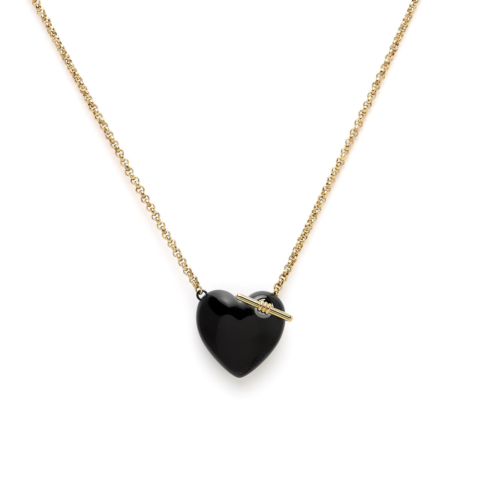 Knot Heart Gold & Black Necklace
