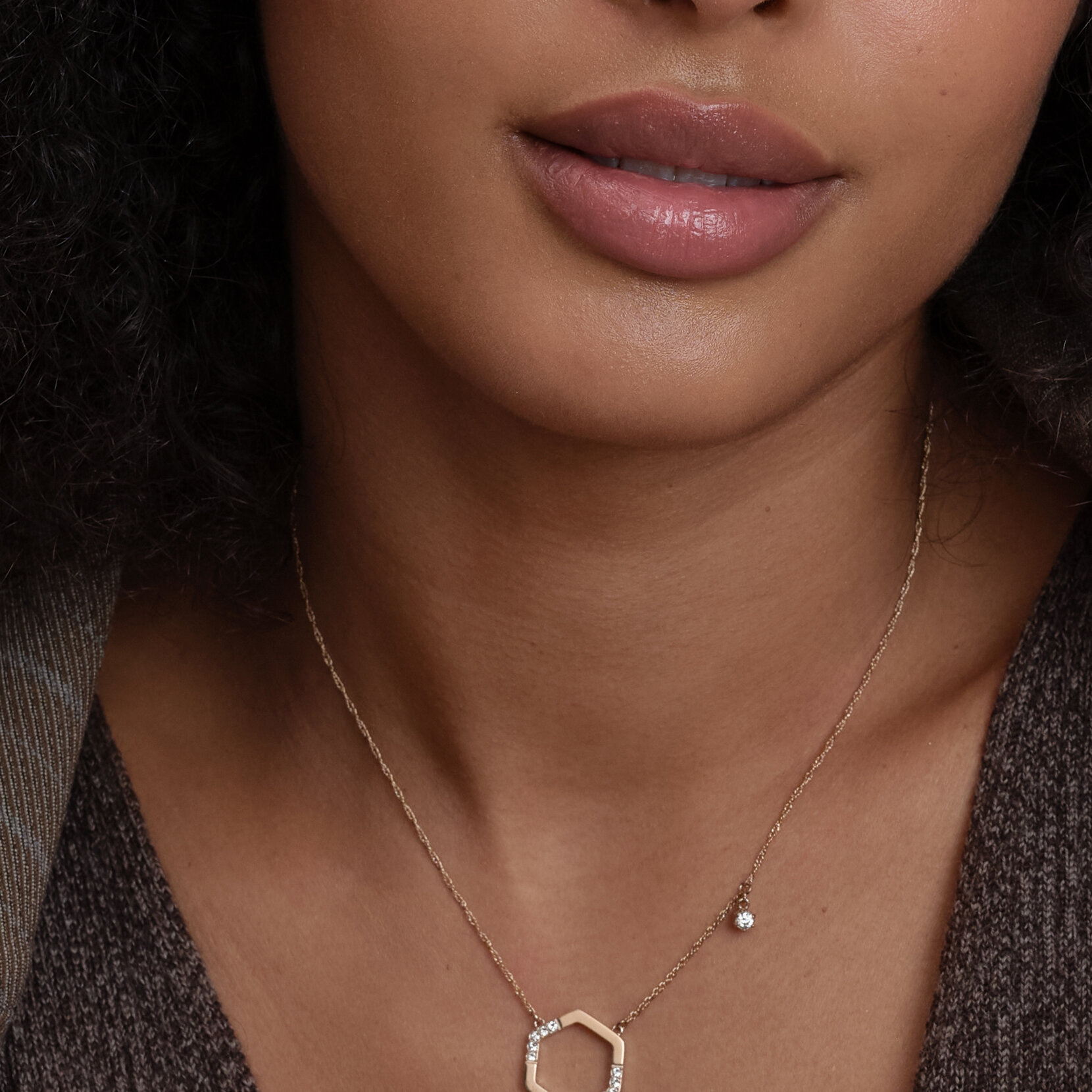 Crystal Honeycomb Rose Gold Plated Necklace