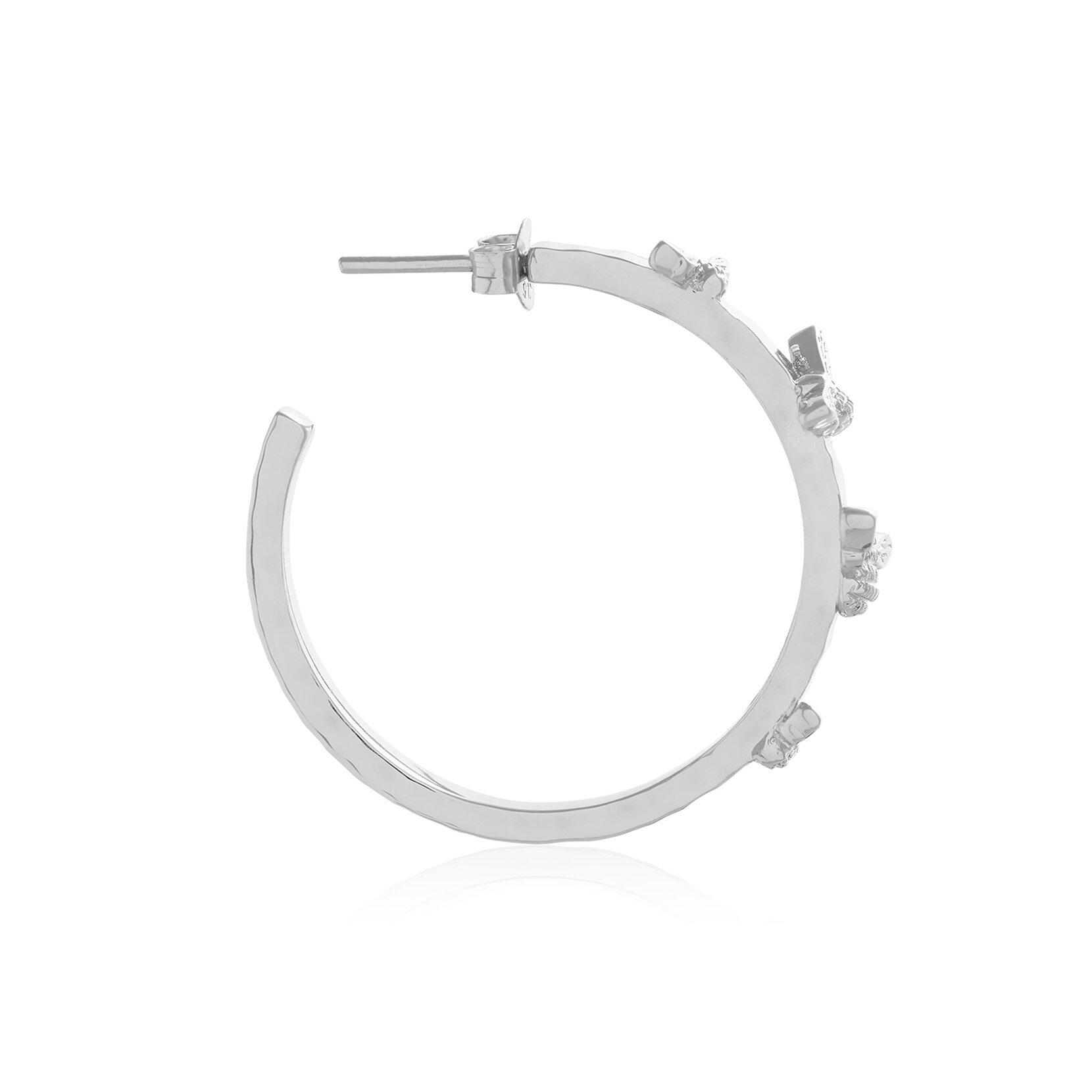 Silver Bee Hoop Earrings