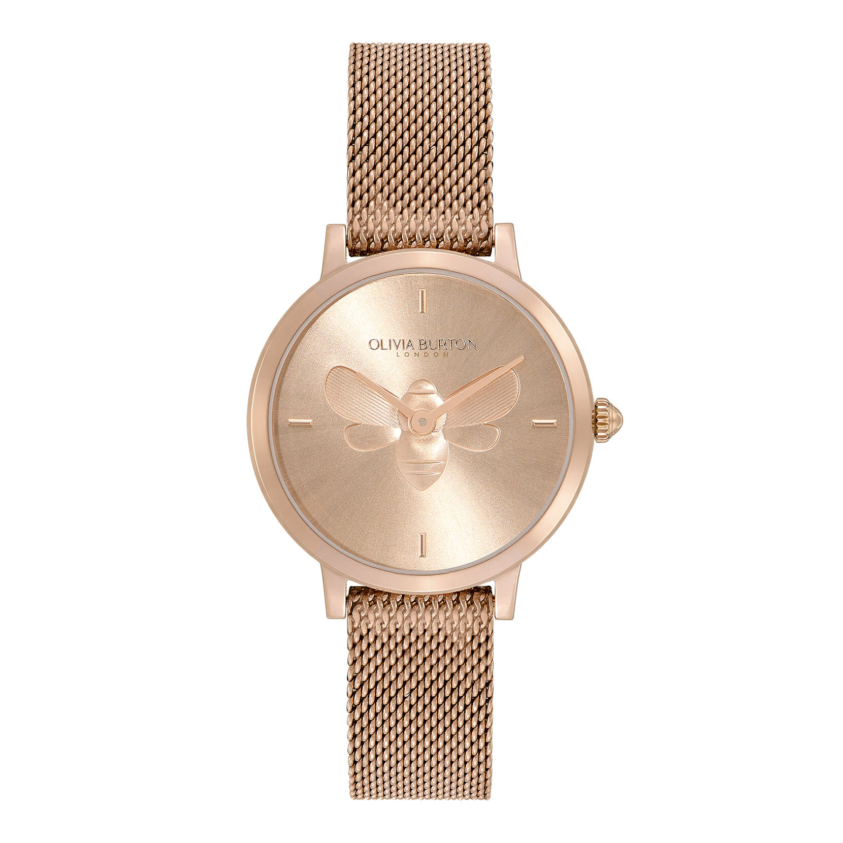 28mm Bee Ultra Slim Carnation Gold Mesh Watch