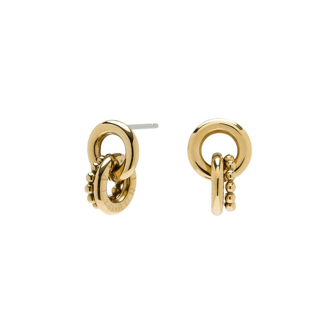 Vintage Bead Gold Interlinked Circle Earrings