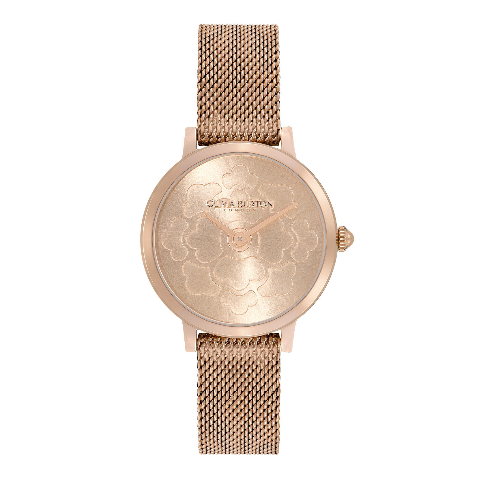 28mm Floral Ultra Slim Carnation Gold Mesh Watch