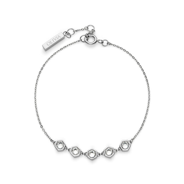 Bracelet Superposition Ever Stacked Cristal Honeycomb Argent