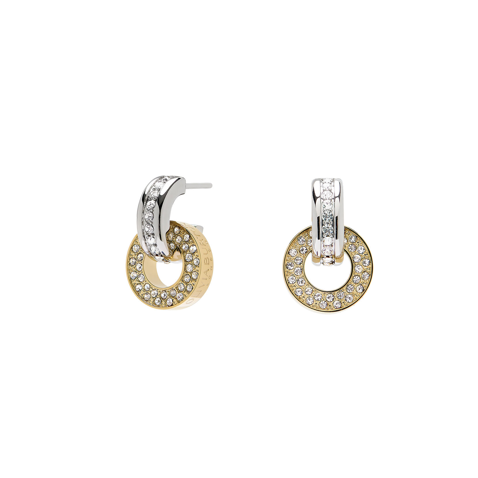 Two tone gold hoop earrings hot sale