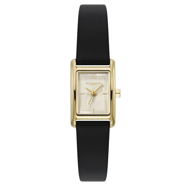 16mm Mini Grove Gold & Black Leather Strap Watch