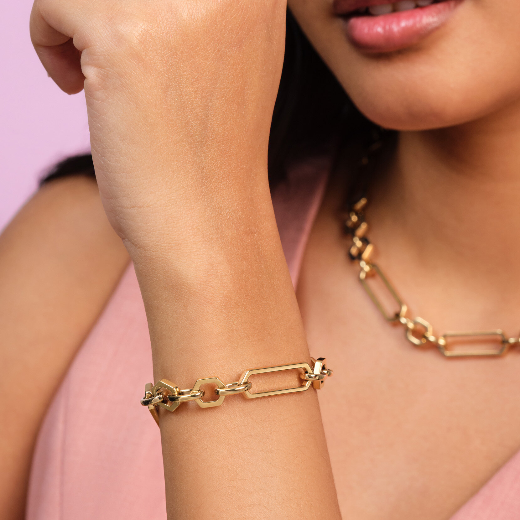 Bracelet Hex Link Plaqué Or