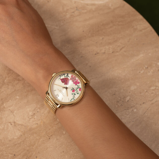 Bracelet de Montre Vintage Floral 36mm Or