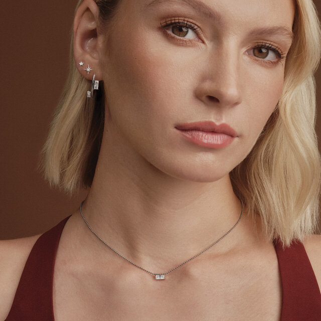 Baguette Crystal Silver Tone Necklace