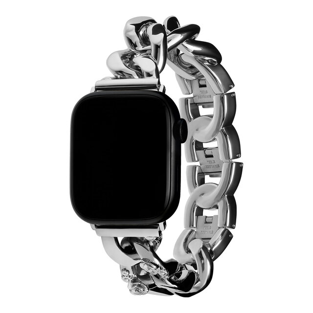 Silver with Floral Link Bracelet Strap