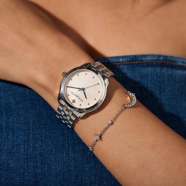 36mm Starlight Blush & Silver Bracelet Watch & North Star & Moon Bracelet Gift Set