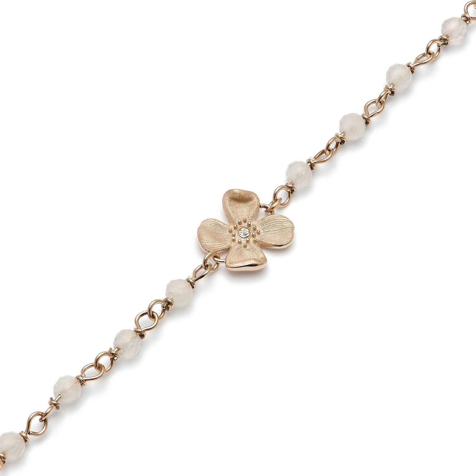 Dogwood Rose Gold Plated Beaded Charm Bracelet