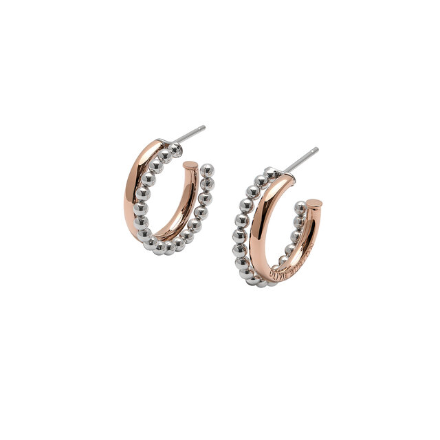 Vintage Bead Two Tone Silver & Rose Gold Earrings