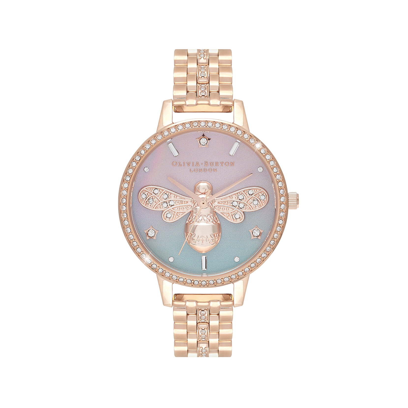 Sparkle Bee Ombre Mother Of Pearl Demi Dial Rose Gold Sparkle Watch