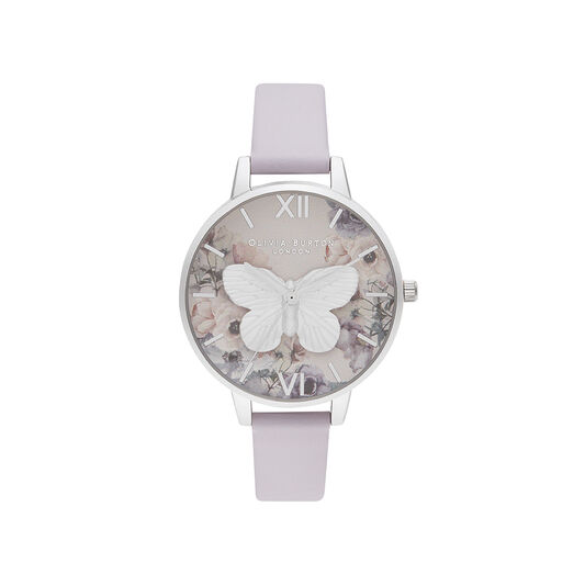 3D Butterfly Violet & Silver Watch