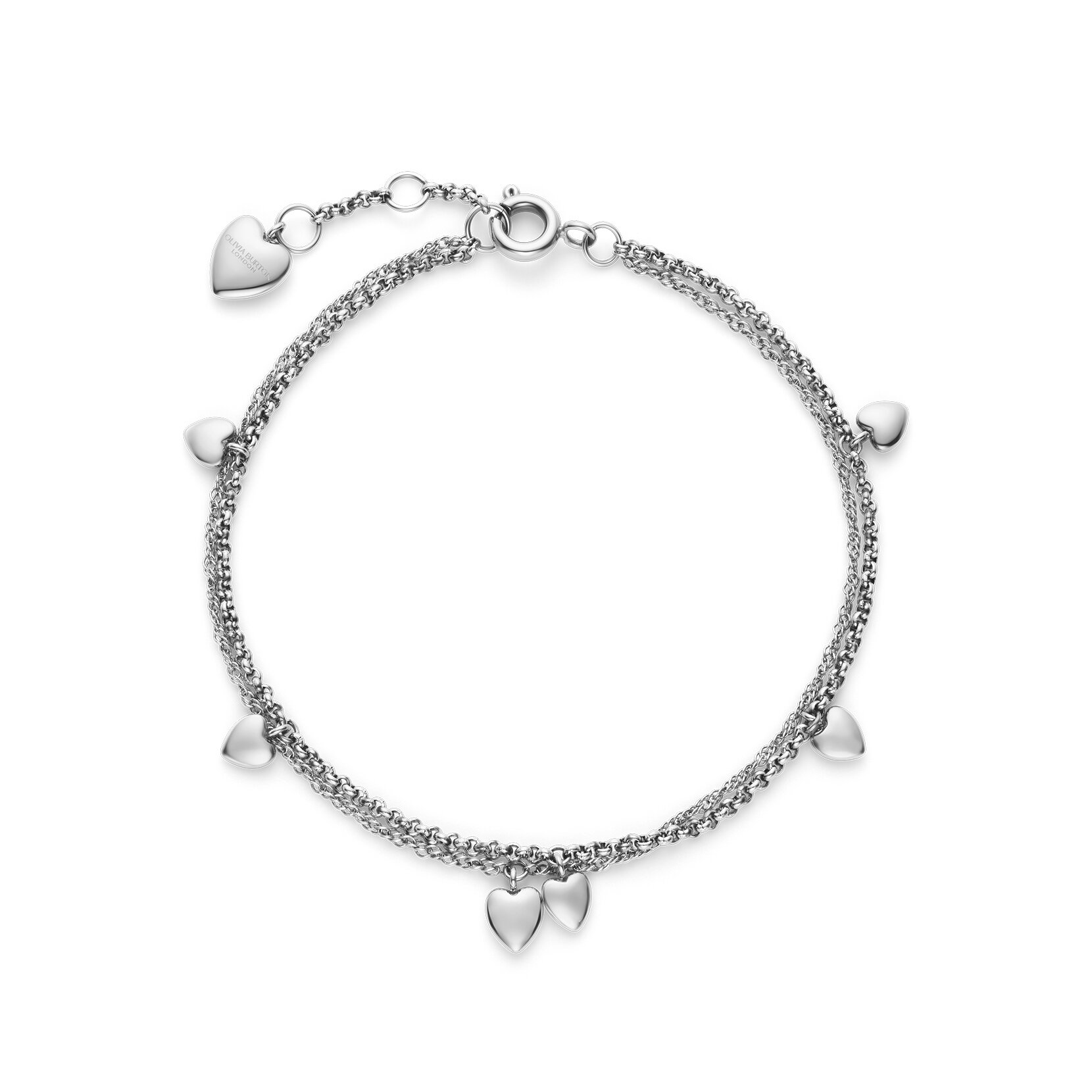 Bracelet Mini Heart Argent à Double Chaîne