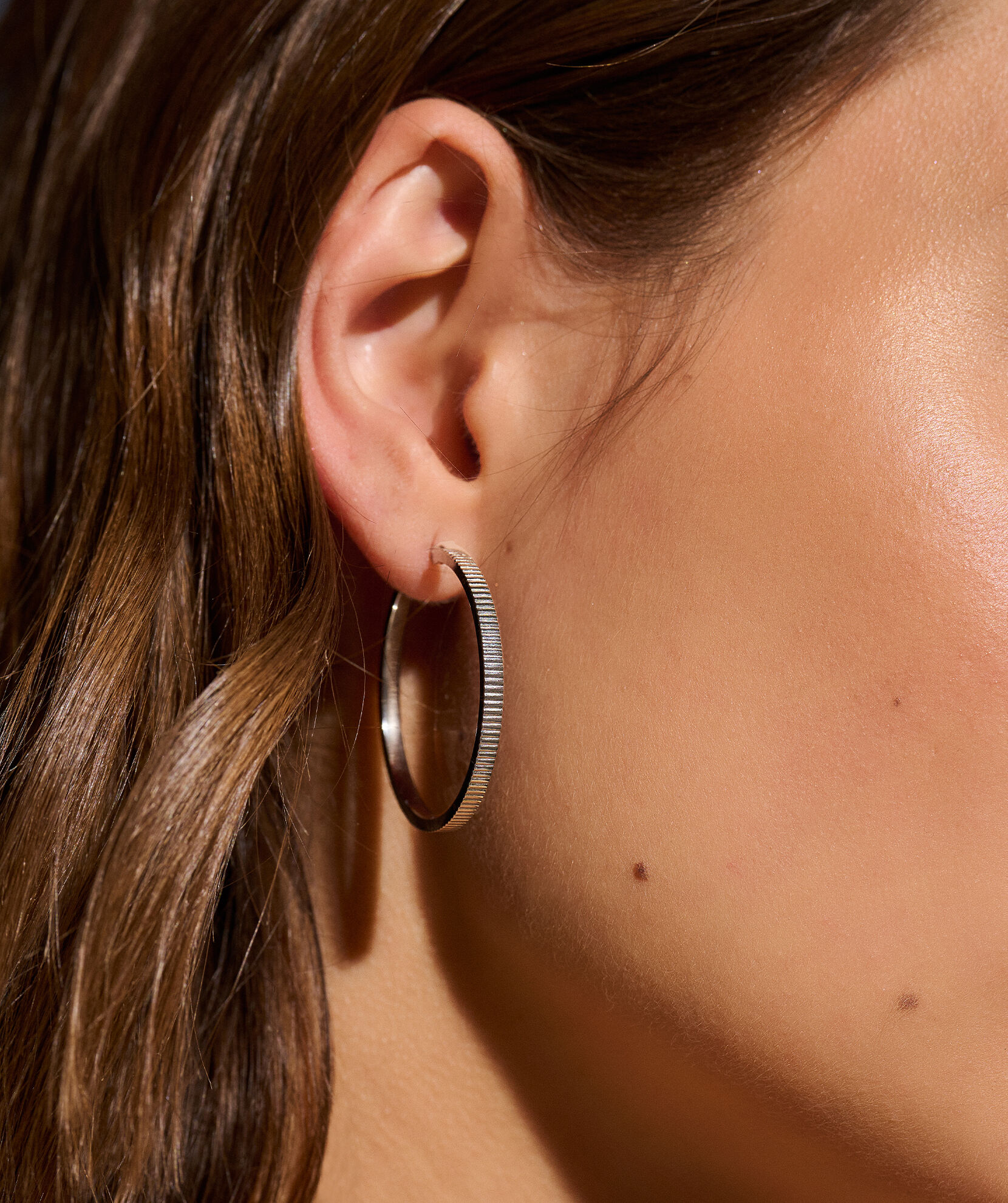 Classic Linear Silver Hoop Earrings Olivia Burton London
