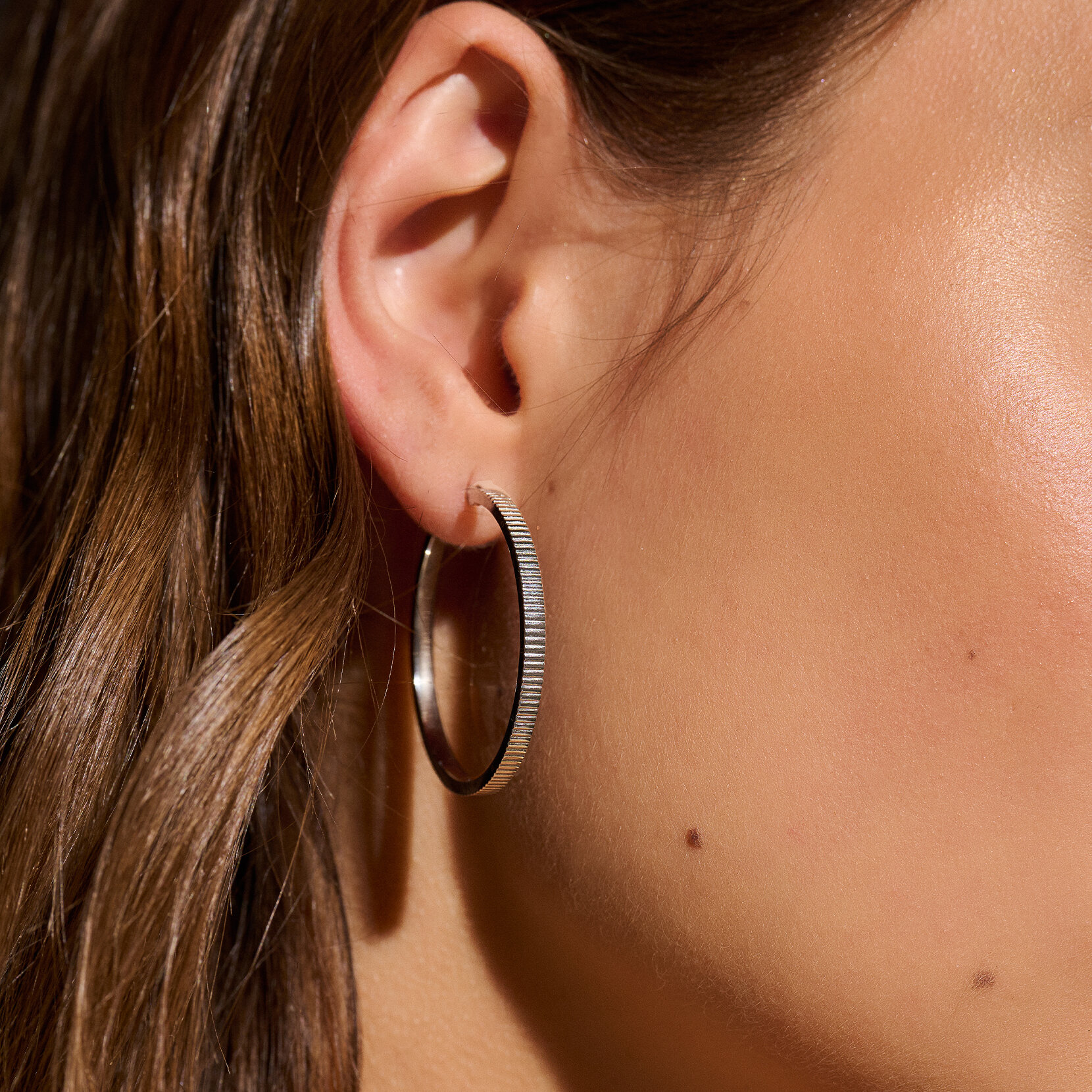 Linear Silver Hoop Earrings