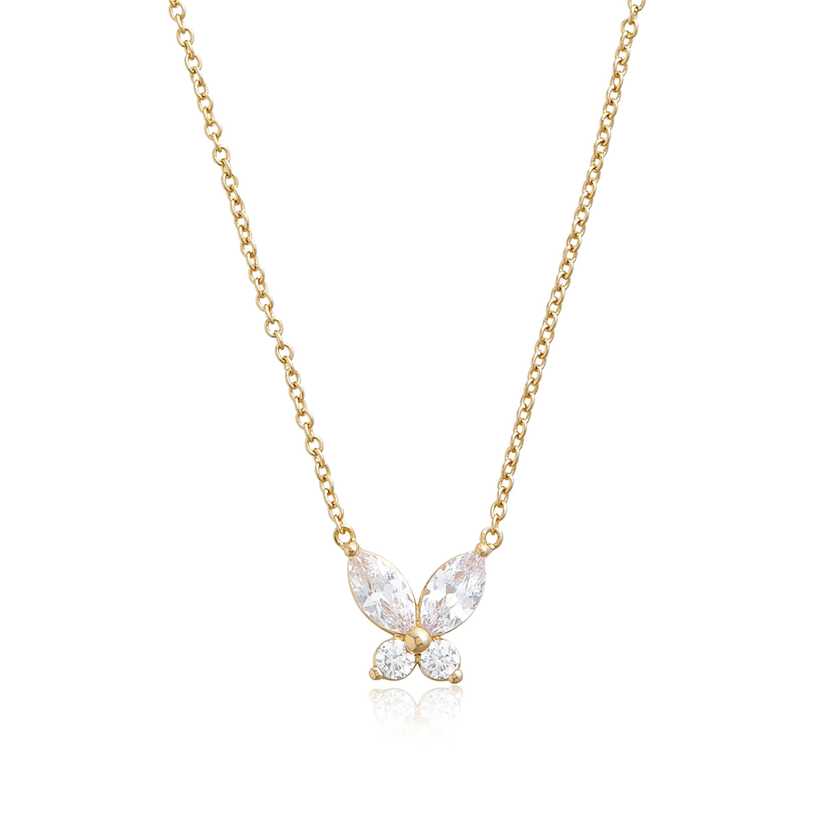 Sparkle Butterfly Marquise Butterfly Necklace Gold
