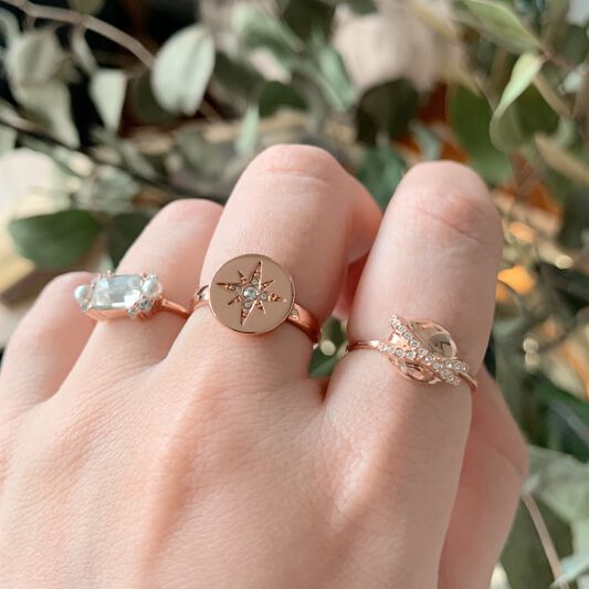 Nora 14K Rose Gold Celestial Star Engagement Ring