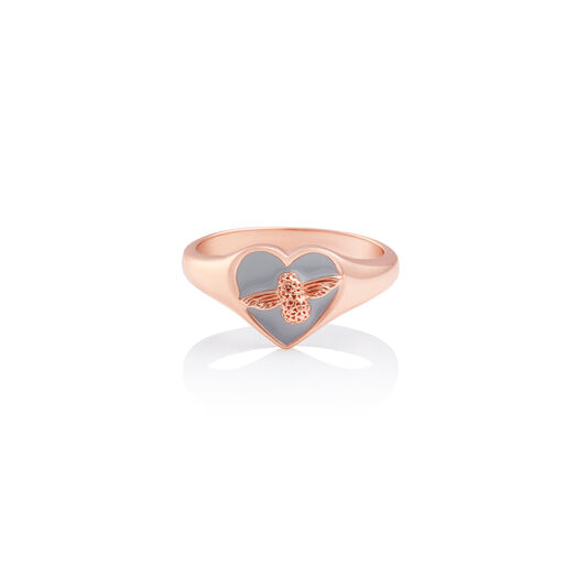 Love Bug Signet Ring Grey & Rose Gold L
