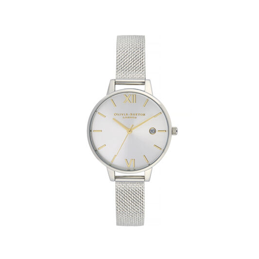 Sunray Silver & Gold Boucle Mesh Watch