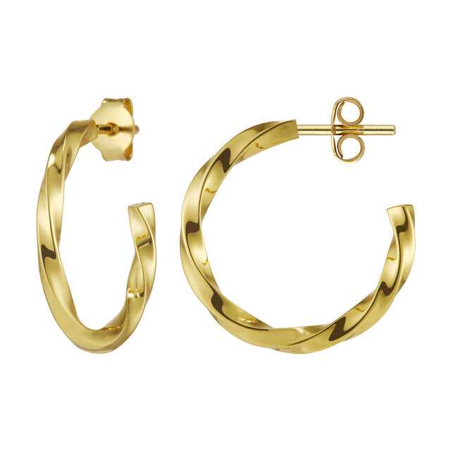 Square Twisted Rope Gold Plated Hoop Earrings