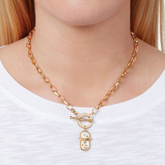 Lucky Bee White Enamel Bee Chain Necklace Gold