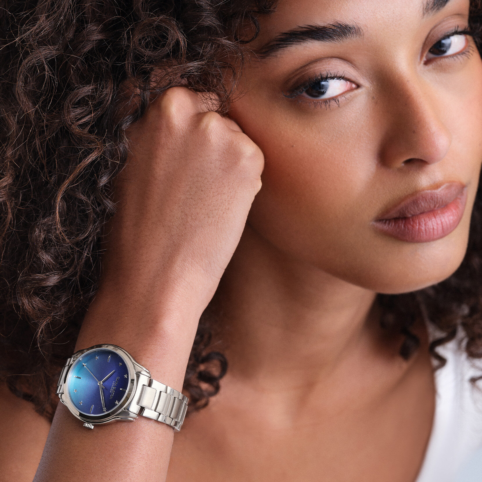 Montre-bracelet Colourwave bleu d&eacute;grad&eacute; et argent 36 mm