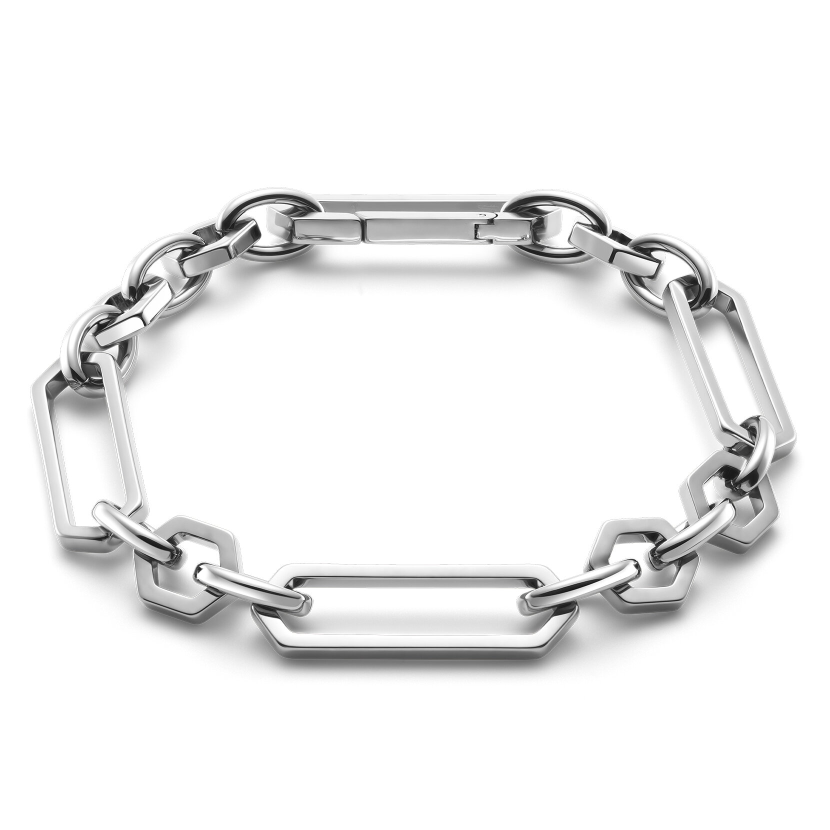 Hex Link Silver Tone Bracelet