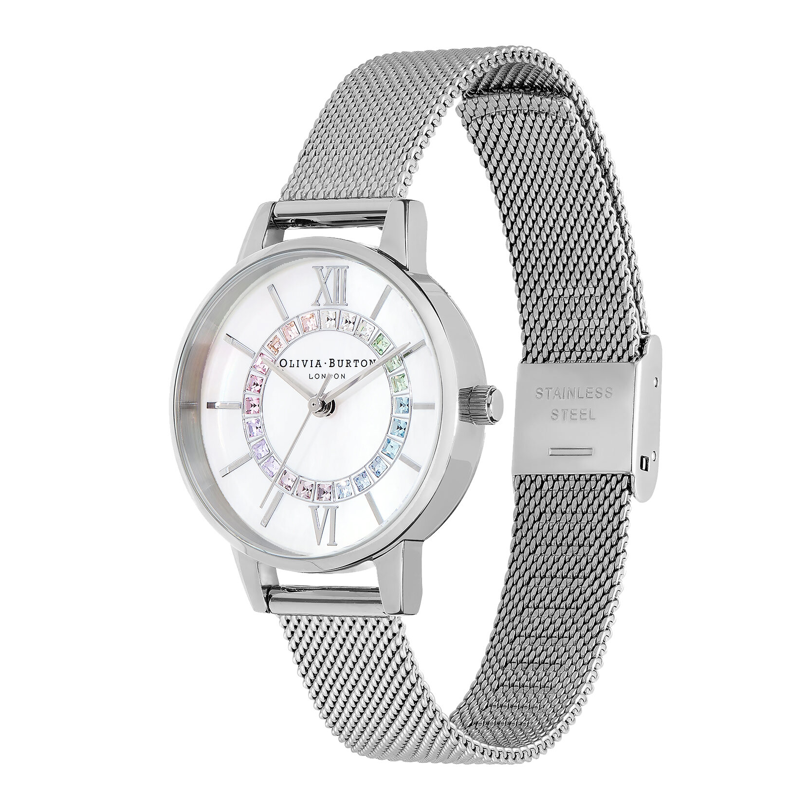 Montre Rainbow Sparkle Wonderland à bracelet milanais argent