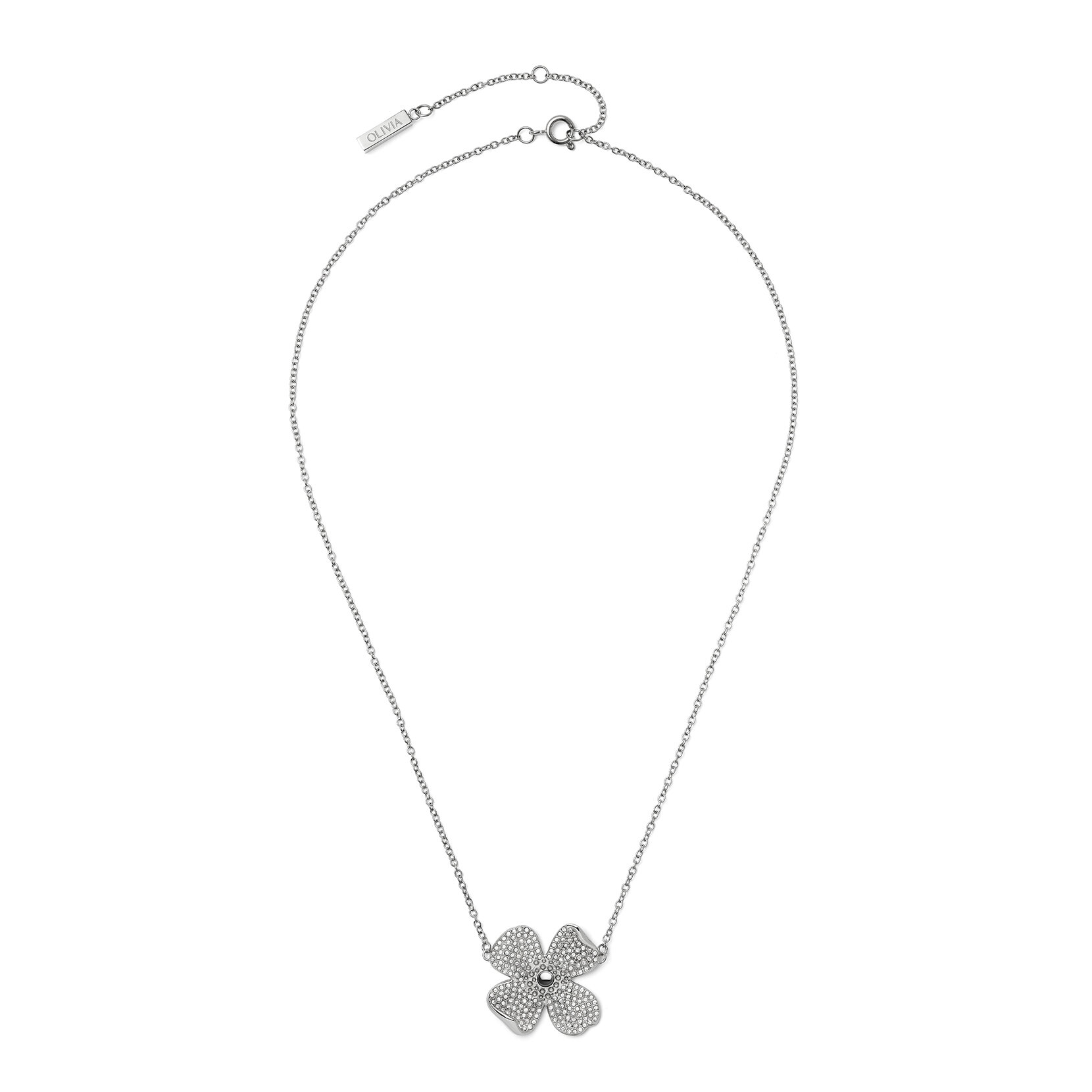 Collier à pendentif Fleur de cornouiller Argent pavé