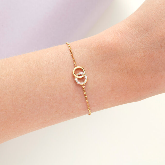 Bejewelled Interlink Chain Bracelet Gold
