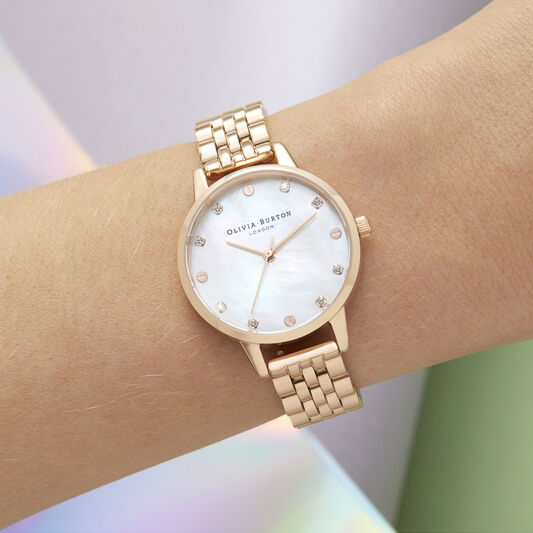 Midi Mother Of Pearl Dial  Rose Gold Bracelet Watch