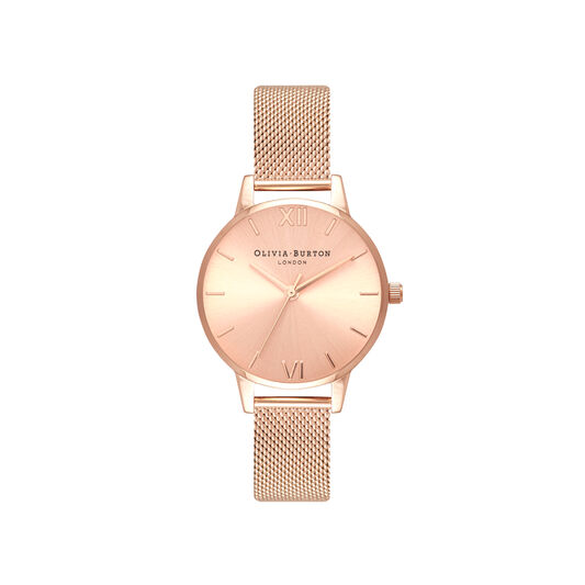 Sunray Rose Gold Mesh Watch