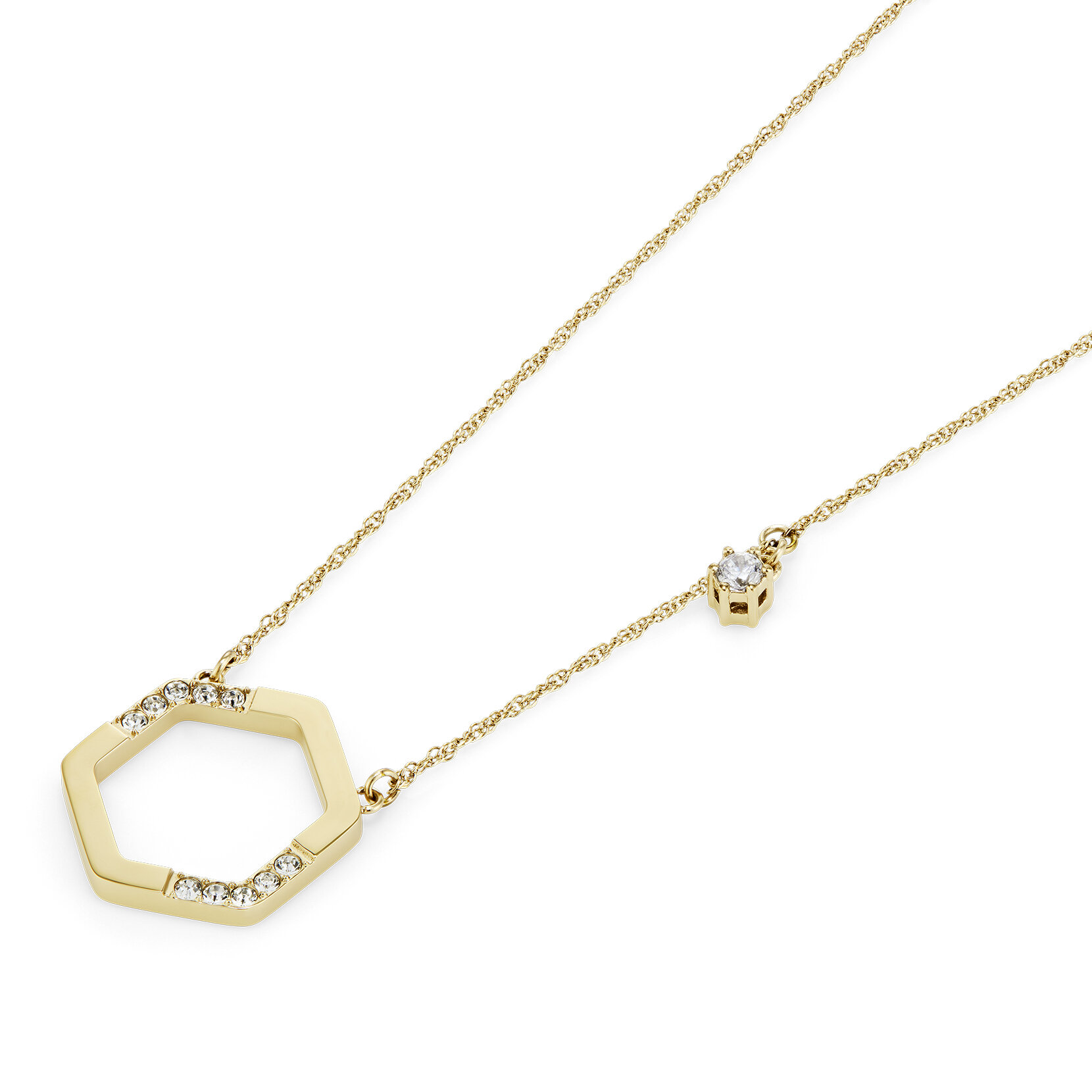 Crystal Honeycomb Gold Plated Necklace