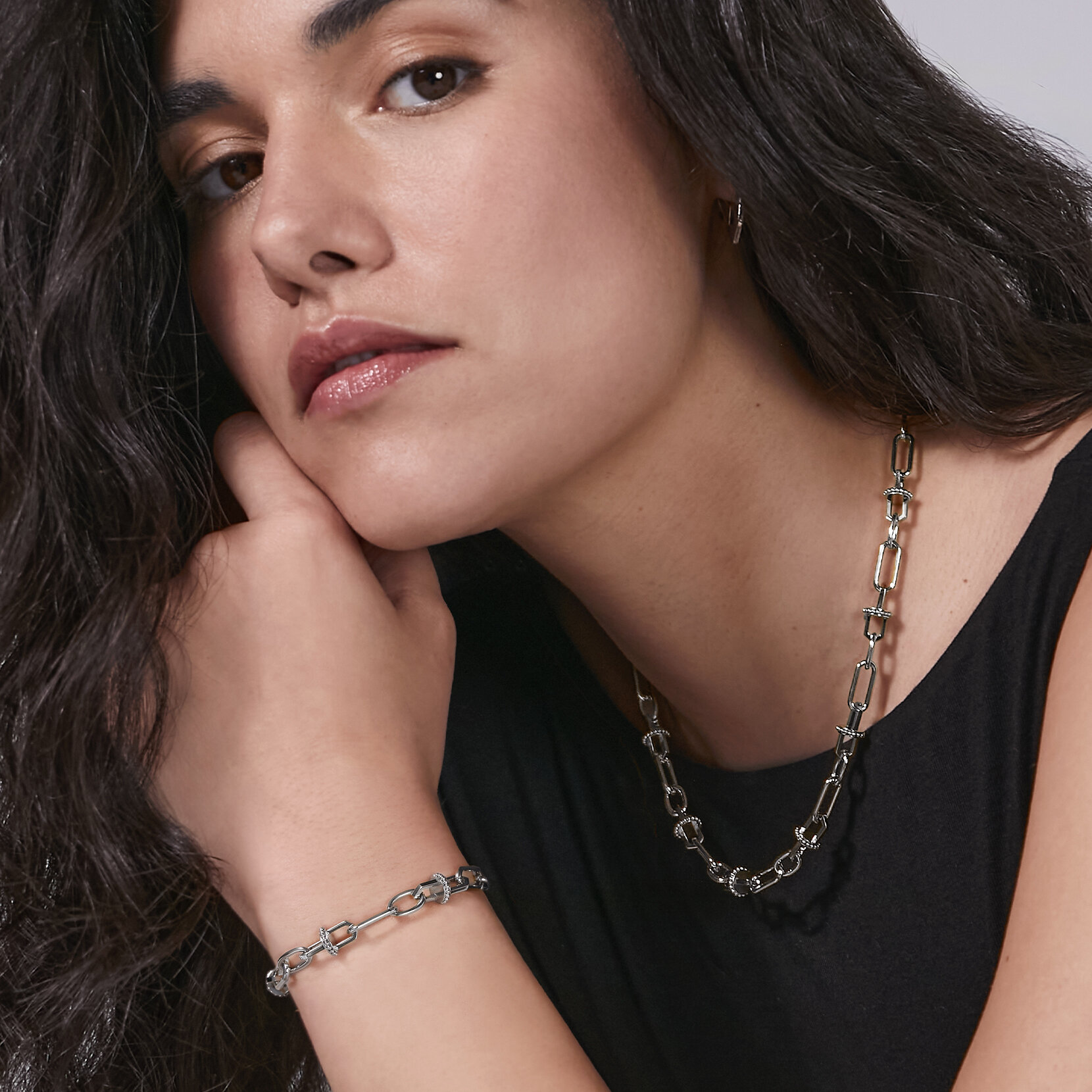 Mini Anchor Link Silver Tone Bracelet