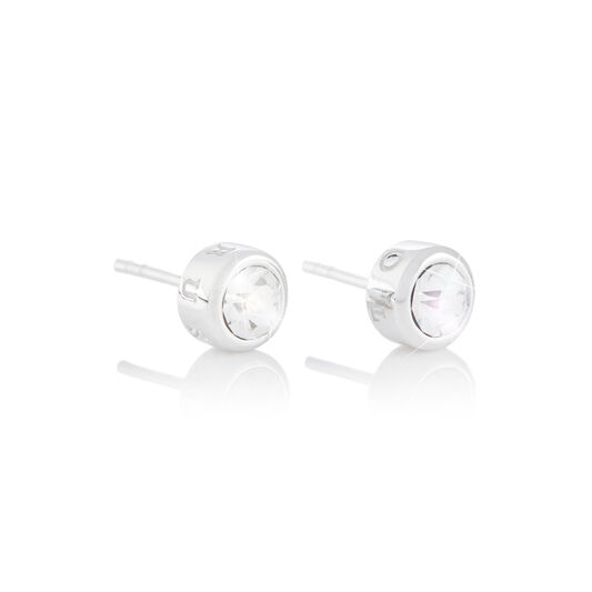 Round Stud Earring Rhodium