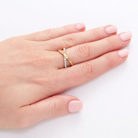 Bejewelled Classics Rainbow Interlink Ring Gold
