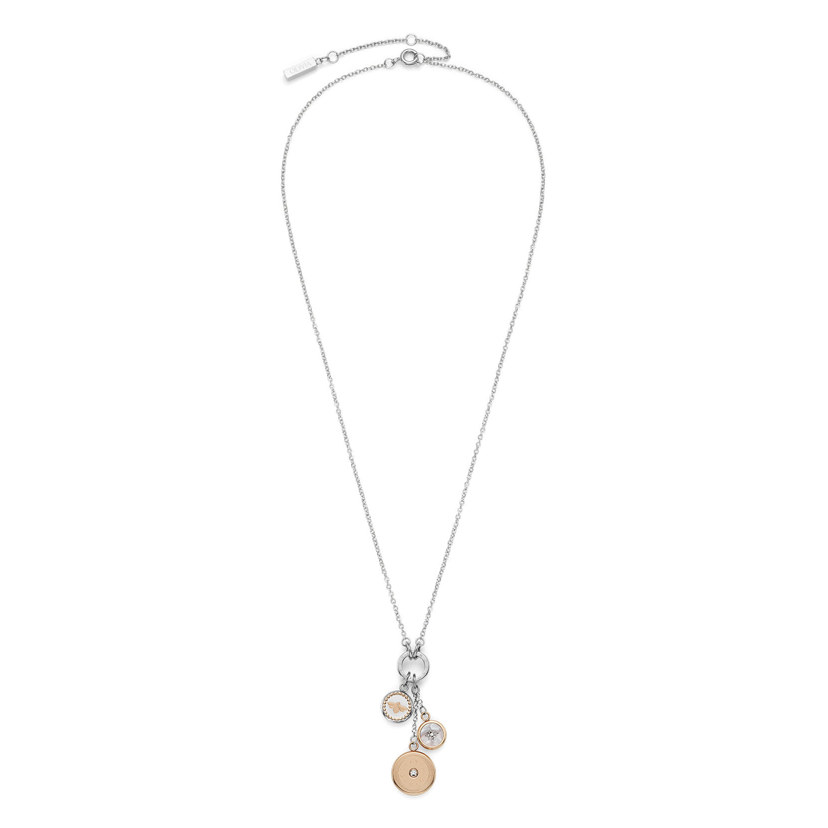 Bee and North Star Silver & Rose Gold Plated Charm Necklace