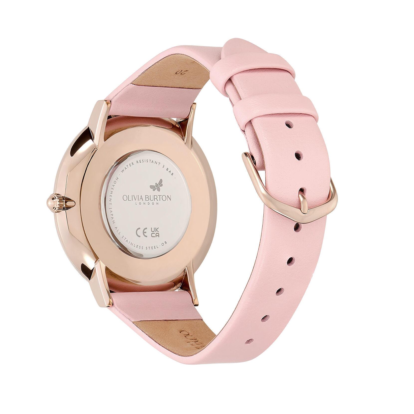 Celestial 40mm Faux Rose Quartz Carnation Gold Blush Leather