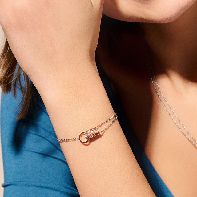 Bracelet Entwine Argent et Or rose