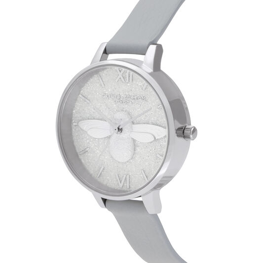 Glitter 3D Bee, Eco Light Grey & Silver