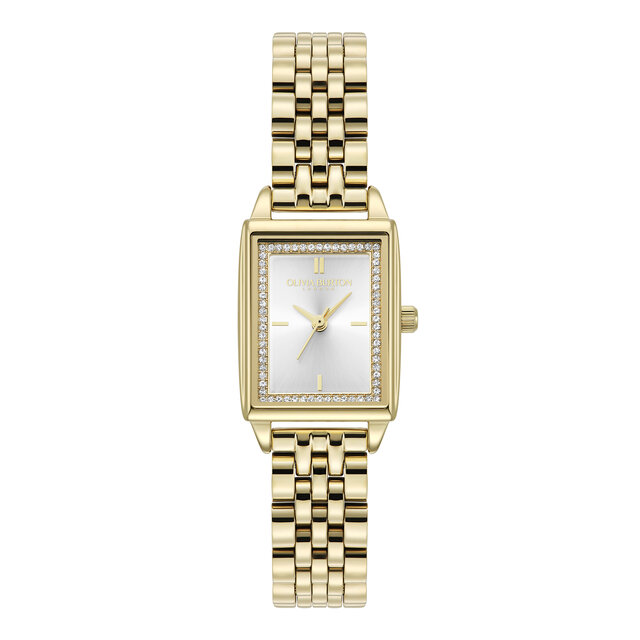 21mm Rectangle White & Gold Bracelet Watch