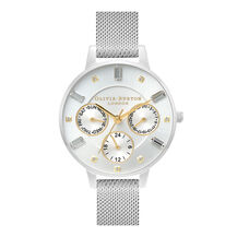 Multi Function Demi Dial Gold & Silver Mesh Watch