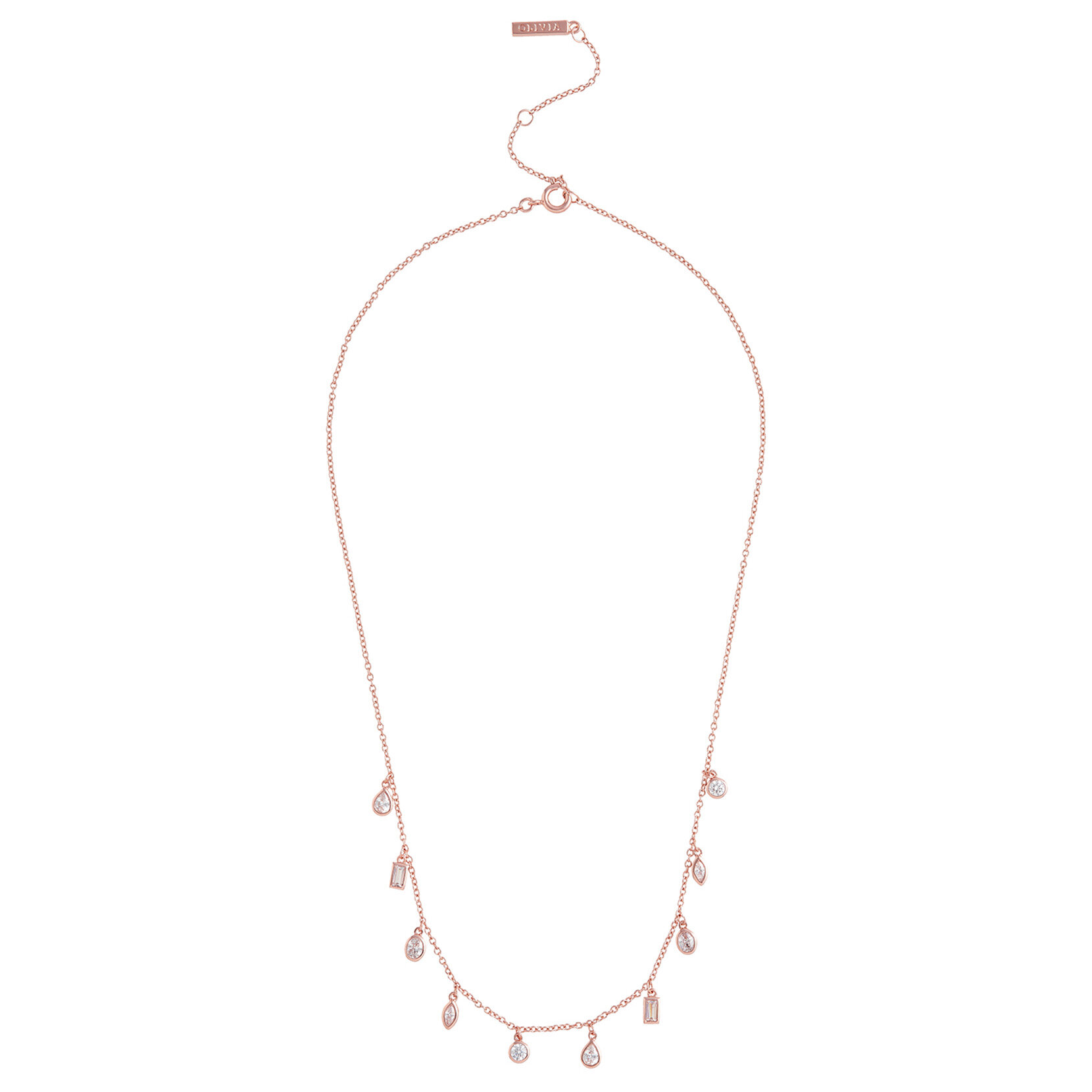Rose Gold Crystal Charm Necklace