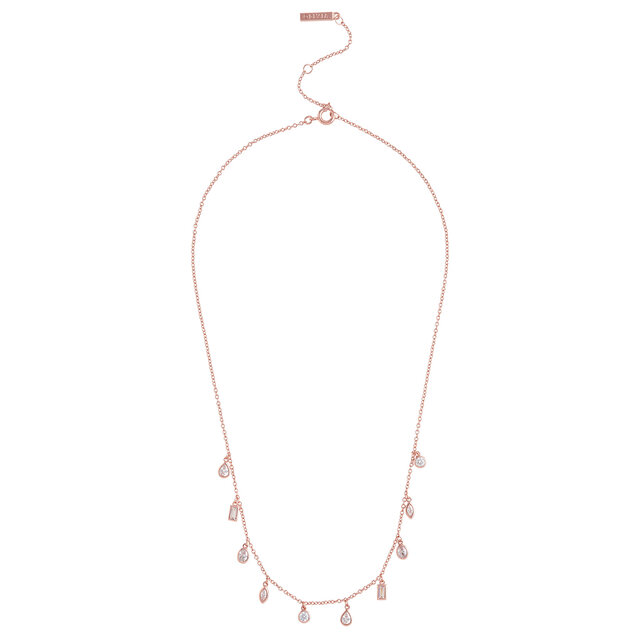 Rose Gold Crystal Charm Necklace