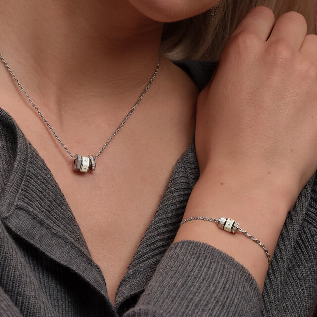 Collier Bead Charm Ivoire et Argent